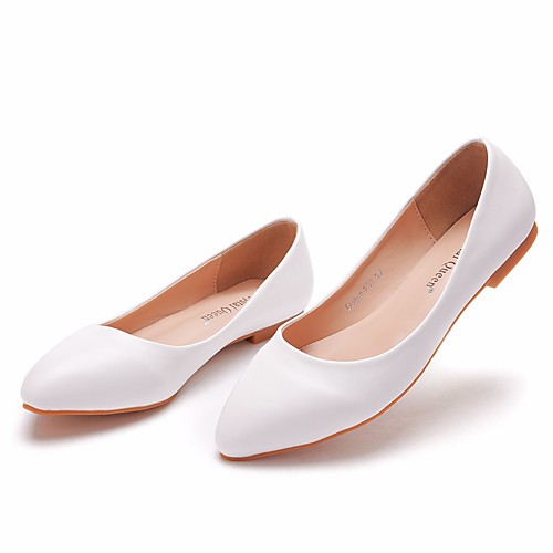 

Women's Flats Flat Heel Pointed Toe PU Solid Colored White