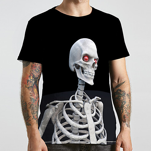 

Men's Unisex Tee T shirt 3D Print Graphic Prints Skull Plus Size Print Short Sleeve Casual Tops Fashion Designer Big and Tall Black