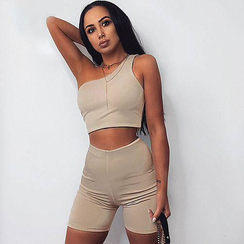 

Women's 2pcs Tracksuit Activewear Set Yoga Suit Winter Off Shoulder Open Back Cropped Stripes Black Blue Khaki Nylon Yoga Fitness Gym Workout Shorts Sports Bra Leggings Long Sleeve Sport Activewear