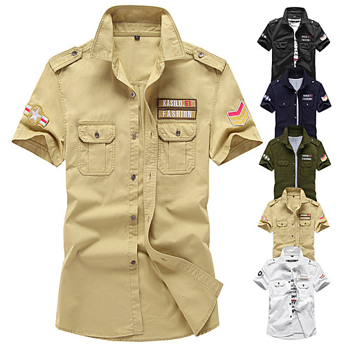 

Men's Hiking Shirt / Button Down Shirts Military Tactical Shirt Short Sleeve Sweatshirt Top Outdoor Lightweight Breathable Quick Dry Sweat wicking Summer ArmyGreen White Black Running