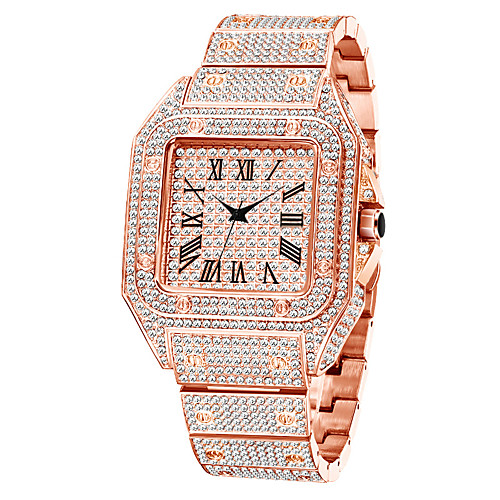 

missfox european and american gold high-end gypsophila diamond square men's watch fashion quartz watch factory direct sales