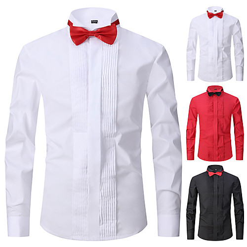 

Men's Shirt Solid Colored Button-Down Long Sleeve Casual Tops Business Basic Casual Red