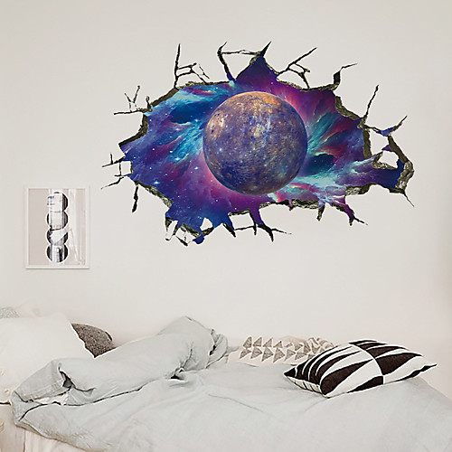 

3D Wall Paste Broken Wall Milky Way Planet Mercury Wall Paste To The Ceiling Wall Decoration