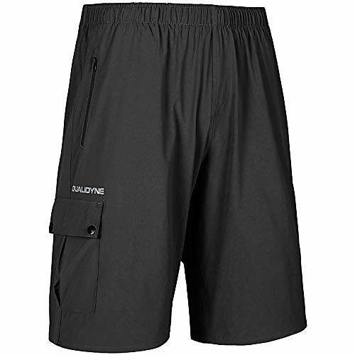 

qualidyne men's 3d padded mtb shorts lightweight mountain bike shorts, loose fit cycling shorts black