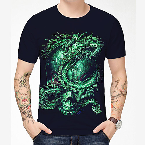 

Men's T shirt 3D Print Dragon Graphic Graphic Prints 3D Print Short Sleeve Daily Tops Chinese Style Casual Black