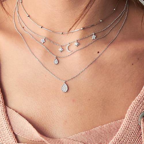 

star water drop multi-layer necklace fashion jewelry