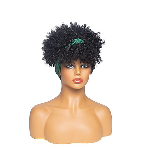 

foreign trade new style wig amazon fashion wig female fluffy small curly hair bandana wig headgear