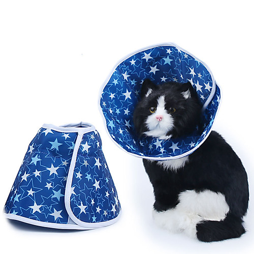 

Dog Cat Pet Cone Pet Recovery Collar Elizabeth circle Adjustable Stress Relieving Safety Anti-Bite Lick Wound Healing After Surgery Protective Walking Stars Cotton Small Dog Blue