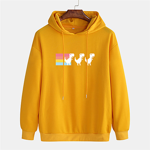 

Men's Pullover Hoodie Sweatshirt Cartoon Graphic Prints Dinosaur 3D Sports & Outdoor Daily Sports Hot Stamping Basic Casual Hoodies Sweatshirts Black Red Yellow