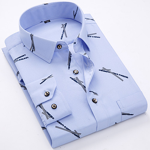 

Men's Shirt Other Prints Graphic Long Sleeve Daily Tops Basic Hawaiian Navy Blue Light Blue