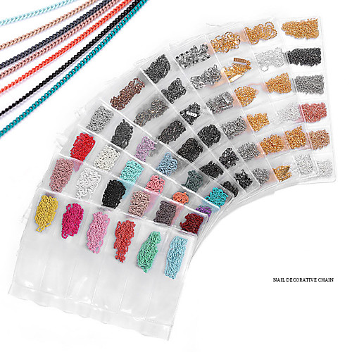 

3 Pcs/set Nail Decoration Set Nail Art Chain Net Red Jewelry Color Tassel Nail Decoration Thickness Mixed Punk Style Steel Ball Chain