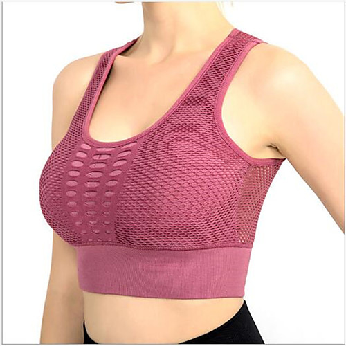 

Women's Sports Bra Full Figure Bra Medium Support Wireless Solid Color Black Blue Pink Nylon Yoga Fitness Gym Workout Bra Top Top Sport Activewear Breathable Quick Dry Comfortable Stretchy