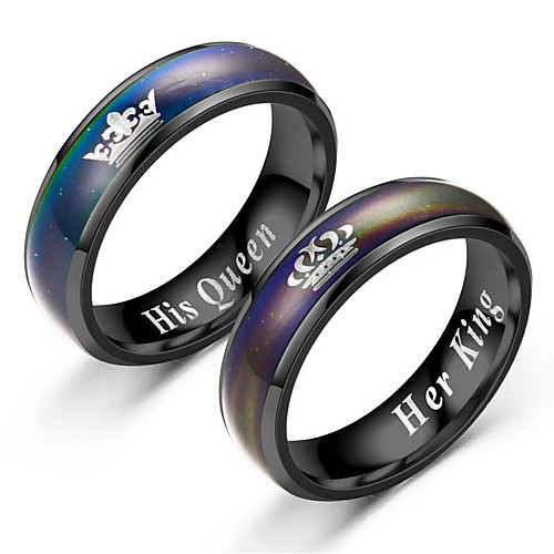 

stainless steel couple ring her king his queen crown ring