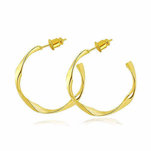 

surrounded forest hoop earrings for women,stainless steel hoop earrings 18k gold plated for women girls sensitive ears30mm