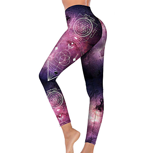

21Grams Women's High Waist Yoga Pants Cropped Leggings Tummy Control Butt Lift Breathable Purple Fitness Gym Workout Running Sports Activewear High Elasticity