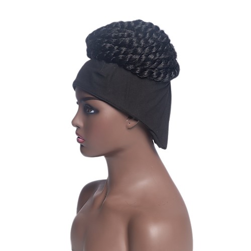 

african thick braid wig black ice silk turban wig headgear braid pan hair wig factory straight hair