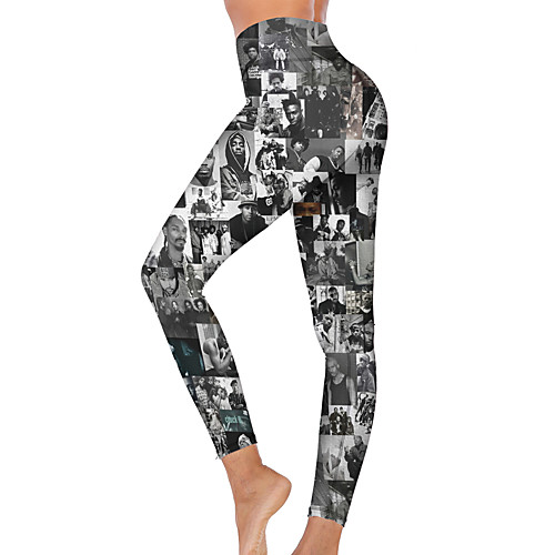 

21Grams Women's High Waist Yoga Pants Cropped Leggings Tummy Control Butt Lift Breathable Gray Fitness Gym Workout Running Sports Activewear High Elasticity