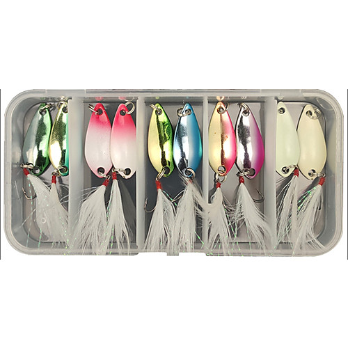 

10 pcs Lure kit Fishing Lures Spoons Sinking Bass Trout Pike Lure Fishing Freshwater and Saltwater