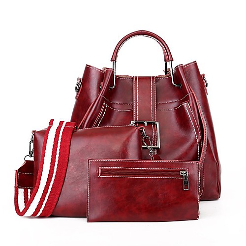 

Women's Bags Bag Set Office & Career Handbags Black Red Brown Gray