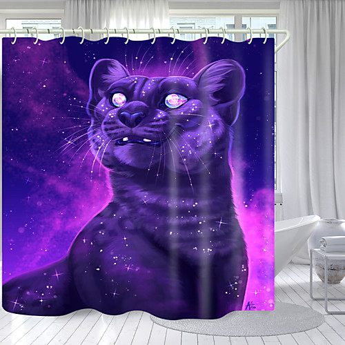 

PsycHedelic Kitten Digital Printing Shower Curtain Shower Curtains Hooks Modern Polyester New Design