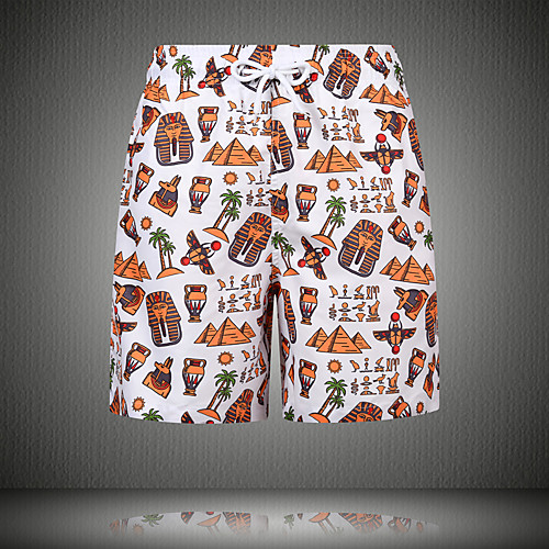 

Men's Casual / Sporty Outdoor Sports Daily Beach Shorts Pants Graphic Short Drawstring Elastic Drawstring Design Orange