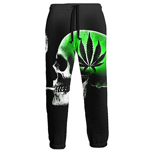 

Men's Casual Athleisure Daily Sports Jogger Pants Sweatpants Pants Skull Full Length 3D Print Drawstring Pocket Black Green Black Grey