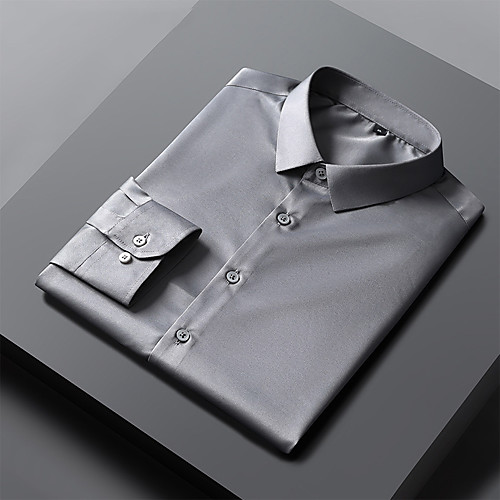 

Men's Shirt Solid Colored Button-Down Long Sleeve Casual Tops Business Formal Casual White Black Blue