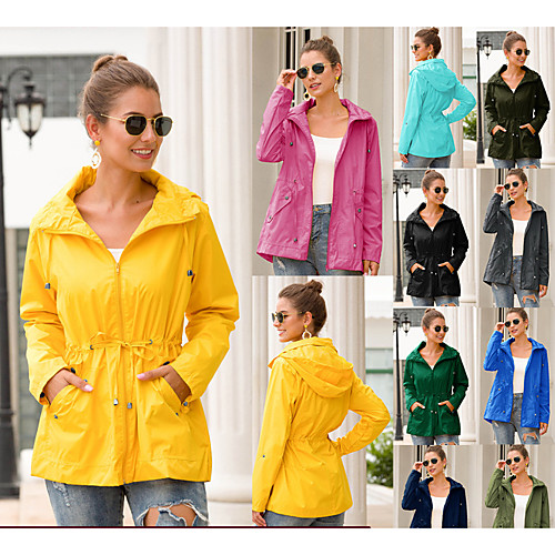 

Women's Hoodie Jacket Waterproof Hiking Jacket Hiking Windbreaker Winter Outdoor Waterproof Lightweight Breathable Quick Dry Outerwear Jacket Top Hunting Fishing Climbing Navy Light Green Wine