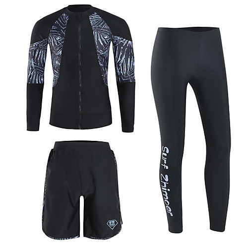 

Men's Rash Guard Dive Skin Suit Spandex Swimwear Quick Dry Breathable Long Sleeve 3-Piece - Swimming Diving Surfing Autumn / Fall Spring Summer