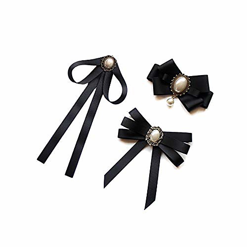 

black bow brooches pin for woman girls pre-tied collar neck clips bow tie adjustable