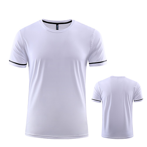 

Men's Short Sleeve Running Shirt Tee Tshirt Athletic Summer Elastane Breathable Sweat wicking Fitness Gym Workout Running Active Training Jogging Sportswear Solid Colored Plus Size Black / Blue White