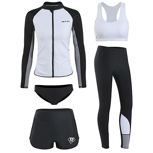 

Women's Rash Guard Dive Skin Suit Spandex Swimwear Quick Dry Breathable Long Sleeve 5-Piece - Swimming Diving Surfing Patchwork Autumn / Fall Spring Summer