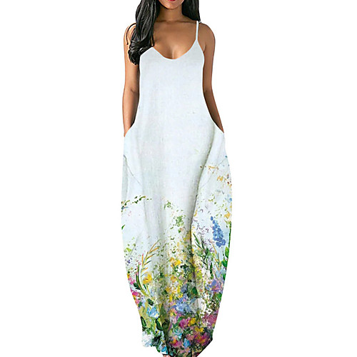 

Women's Active Streetwear White Blue Jumpsuit Floral Print