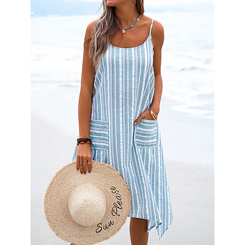 

cross-border foreign trade amazon striped sling bag beach women's dress