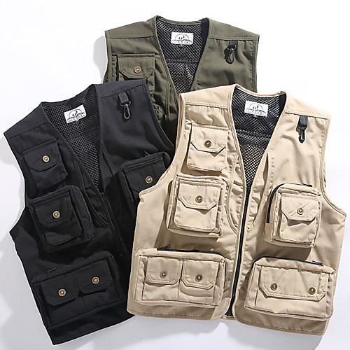

Women's Hiking Vest / Gilet Fishing Vest Sleeveless Vest / Gilet Top Outdoor Lightweight Breathable Quick Dry Sweat wicking Summer Cotton Solid Color Black Army Green Khaki Fishing Climbing Running