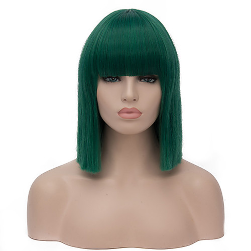 

Synthetic Wig Straight Neat Bang Wig Short Ombre Green Synthetic Hair Women's Cosplay Party Fashion Green