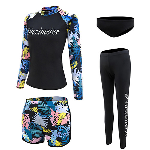 

Women's Diving Rash Guard Spandex Swimwear Quick Dry Breathable Long Sleeve Swimming Diving Surfing Floral / Botanical Autumn / Fall Spring Summer