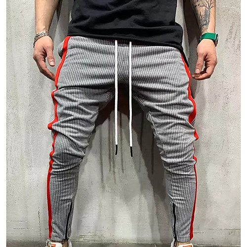 

Men's Joggers Running Pants Sports & Outdoor Bottoms Drawstring Pocket Zipper Ankle Spandex Fitness Gym Workout Running Jogging Exercise Breathable Moisture Wicking Soft Normal Sport Stripes Dark