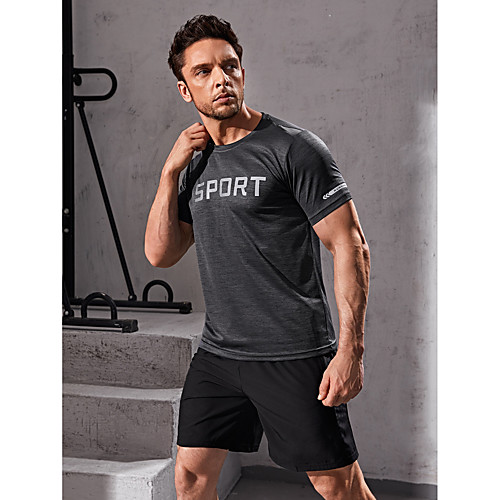 

Men's Short Sleeve Running Shirt Tee Tshirt Sweatshirt Casual Athleisure Reflective Soft Running Walking Jogging Cycling Sportswear Normal Grey Activewear Micro-elastic