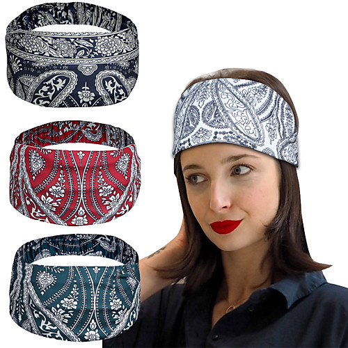 

amazon new yoga sweat-absorbent sports headband women's headscarf wide edge printed cashew amoeba headband headband