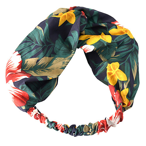 

fashion korean version of the headband with a wide edge knotted flowers and leaves printing hairband retro cross-border headdress hair accessories q2482