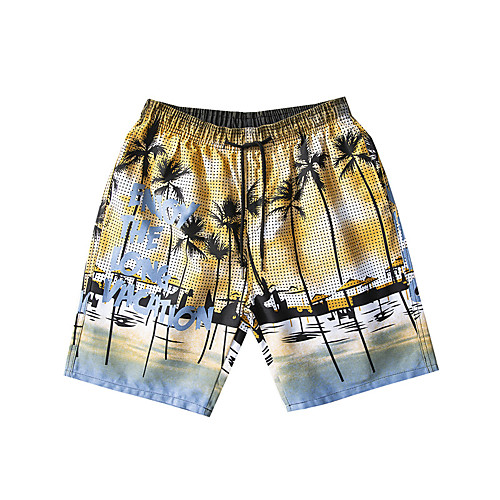 

Men's Swim Shorts Swim Trunks Bottoms Breathable Quick Dry Drawstring - Swimming Diving Surfing Floral / Botanical Tie Dye Autumn / Fall Spring Summer / Micro-elastic