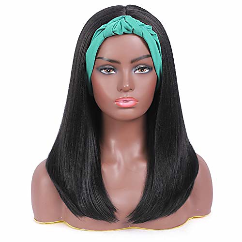 

yyhr kinky straight headband wigs for women natural looking straight yaki synthetic hair wig with black headband 20 inches for daily parties use