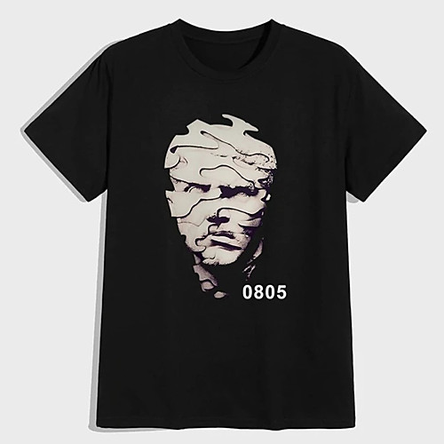 

Men's Unisex Tee T shirt Hot Stamping Abstract Graphic Prints Human Plus Size Print Short Sleeve Casual Tops 100% Cotton Basic Designer Big and Tall Black