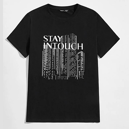 

Men's Unisex Tee T shirt Hot Stamping Text Graphic Prints Plus Size Print Short Sleeve Casual Tops 100% Cotton Basic Designer Big and Tall Black