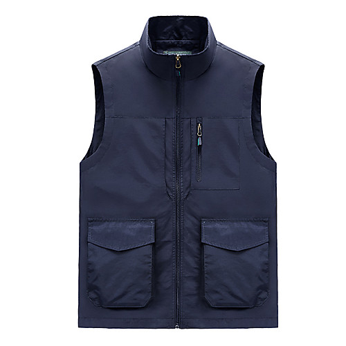 

Men's Hiking Vest / Gilet Fishing Vest Winter Outdoor Lightweight Breathable Wear Resistance Multi Pocket Vest / Gilet Top Single Slider Camping / Hiking Hunting Fishing Black Red Army Green Khaki