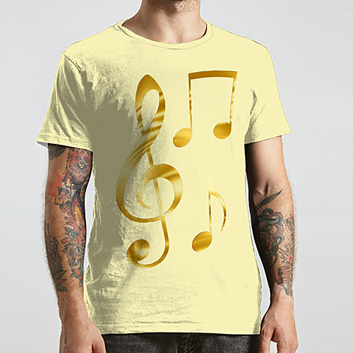 

Men's Unisex Tee T shirt 3D Print Symbol Graphic Prints Plus Size Print Short Sleeve Casual Tops Fashion Designer Big and Tall Yellow
