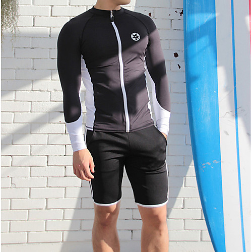 

Men's Rash Guard Dive Skin Suit Nylon Swimwear Breathable Quick Dry Long Sleeve 3-Piece Front Zip - Swimming Surfing Water Sports Floral / Botanical Autumn / Fall Spring Summer