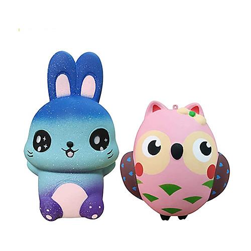 

2 Pack Squishy Toys Animal Slow Rising Squishies Owl/Rabbit Super Soft Sweet Scented Kawaii Squeeze Toys for Kids Adults