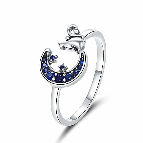 

presentski cat ring adjustable rings for women sterling silver moon and star open ring for women girls